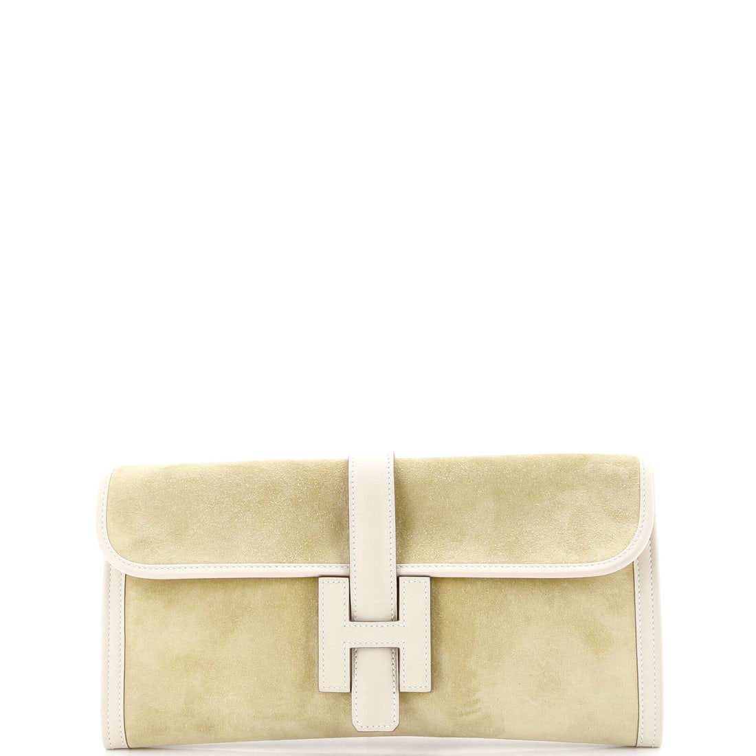 Hermes Jige Elan Clutch: Luminous and lovely, this Hermes supple calf leather marvel mesmerizes. In precious supple calf leather, punctuated by expertly placed pockets and secure fastenings. A symphony of sophistication.