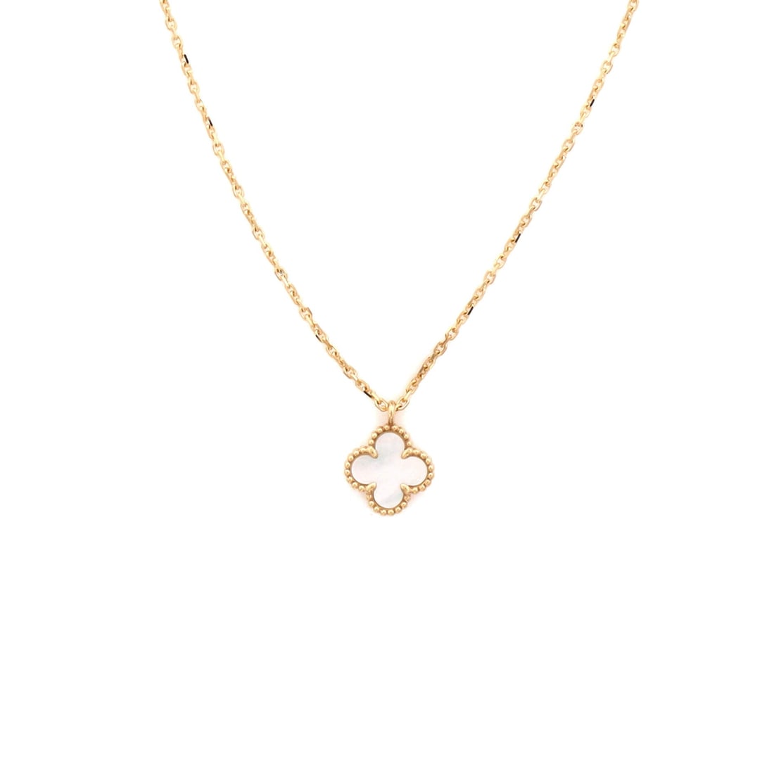Van Cleef & Arpels Sweet Alhambra Pendant Necklace: Elegant essence emanates from this exquisite Van Cleef & Arpels necklace. This white gold meditation features radiant beauty beautifully. Serenity and strength intertwined.
