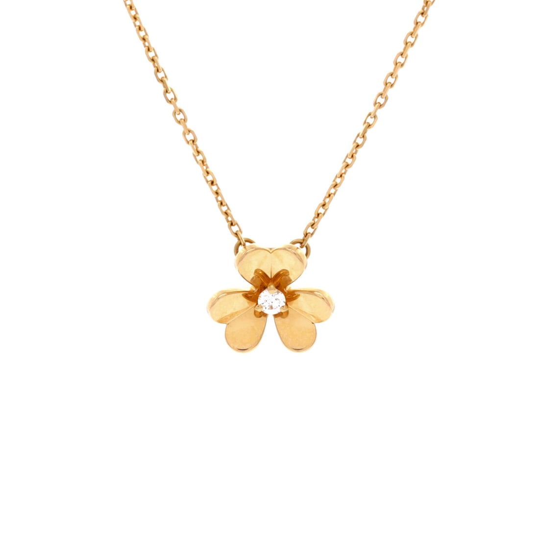 Van Cleef & Arpels Frivole Pendant Necklace: Refined resonance radiates from this ravishing Van Cleef & Arpels piece. This rose gold meditation features perfect clarity and sparkle beautifully. A tender ode to timeless beauty.