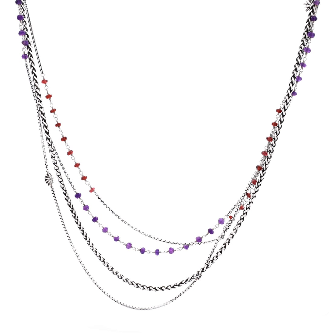 Silver David Yurman Multistrand Starburst Station Necklace (1 of 3)