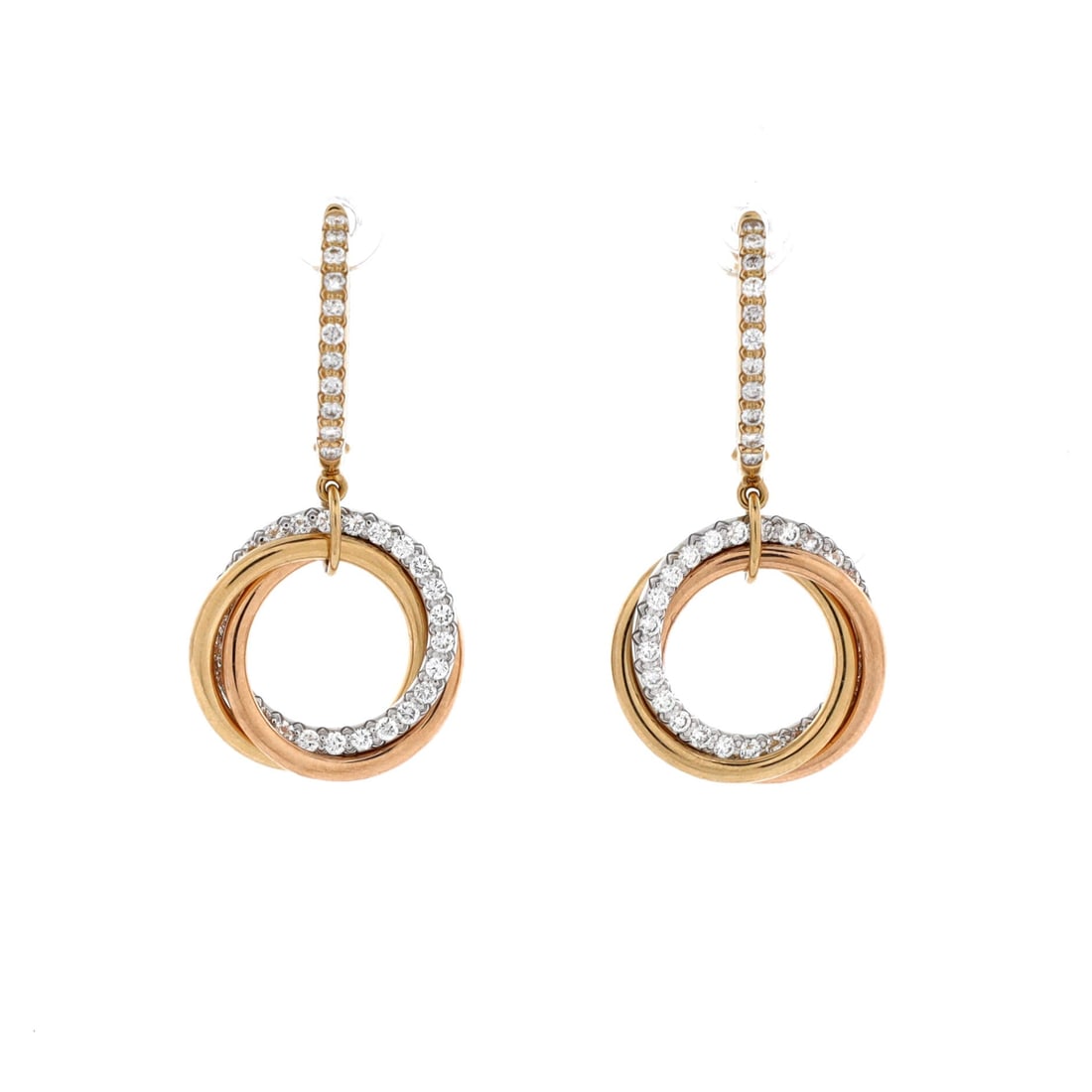 Gold Cartier Trinity Hoop Dangle Earrings (1 of 3)