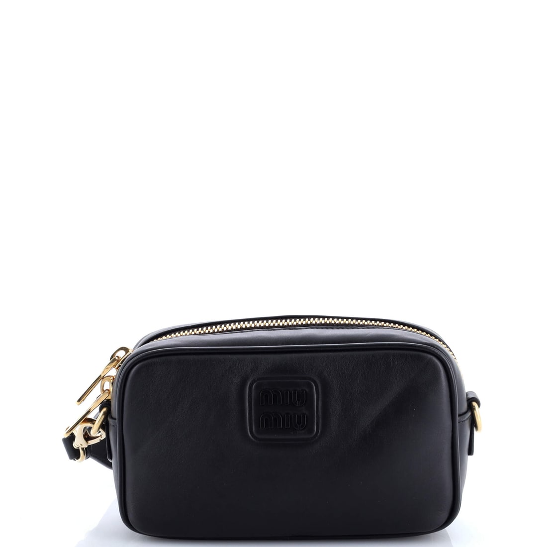 Miu Miu Logo Embossed Camera Bag Leather: When you need one piece that does it all, the Leather Miu Miu Logo Embossed Camera Bag raises its hand. rendered in Leather. The kind of piece you reach for first and retire last. The kind of investme