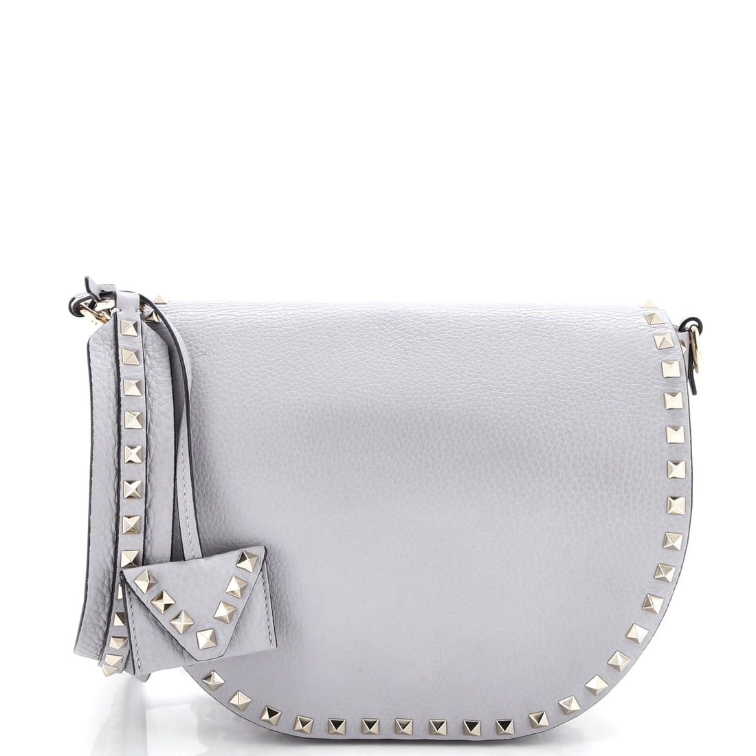 Valentino Garavani Rockstud Saddle Crossbody Bag Leather Small: The Leather Valentino Garavani Rockstud Saddle Crossbody Bag arrives with the unhurried elegance of something deeply felt. Presented in size Small, rendered in Leather. An invitation to slow down and 