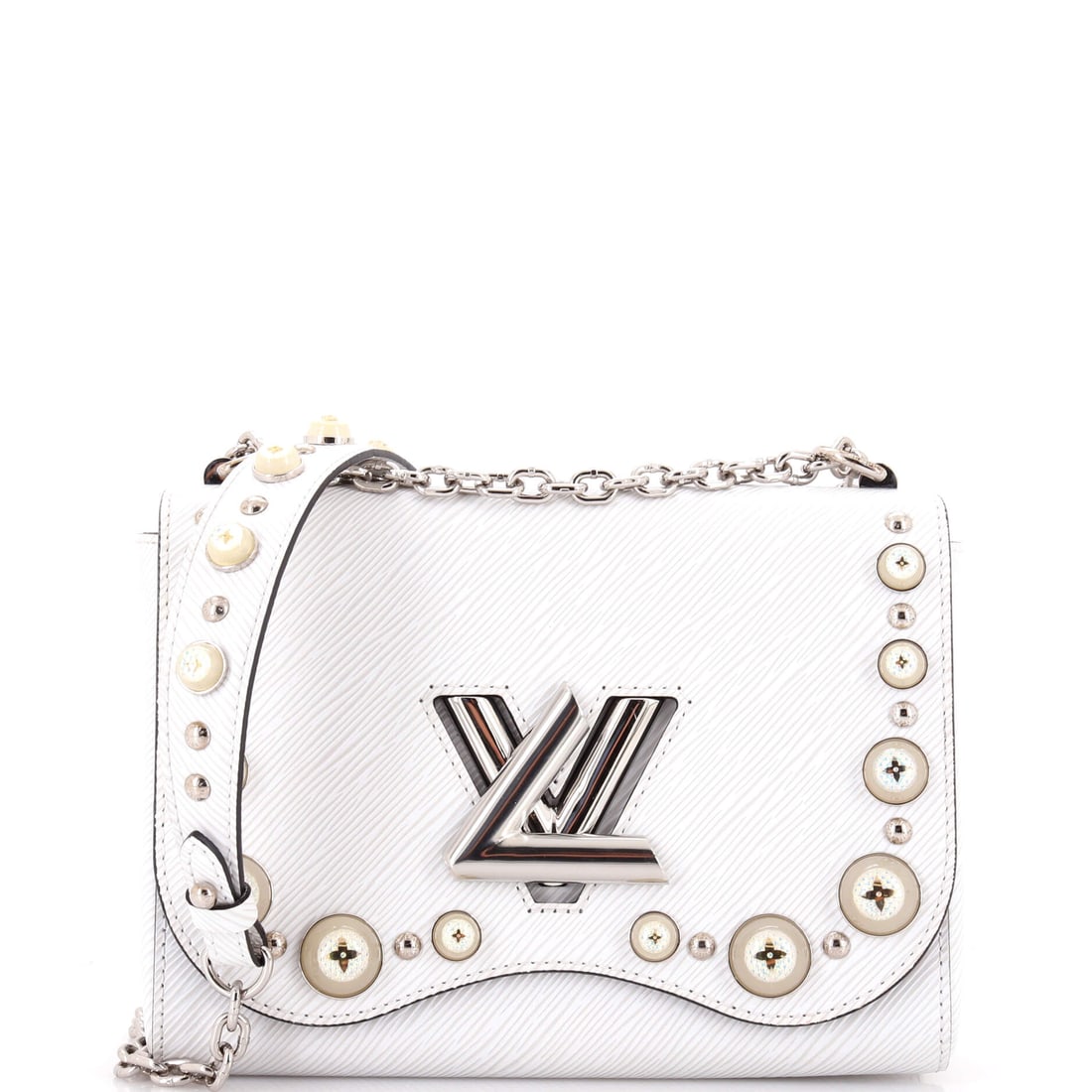 Louis Vuitton Bubbles Twist Handbag Embellished Epi Leather MM: Smart, sharp, and thoroughly modern, the Embellished Epi Leather Louis Vuitton Bubbles Twist Handbag earns its place in any wardrobe. Presented in size MM, rendered in Embellished Epi Leather. A versa
