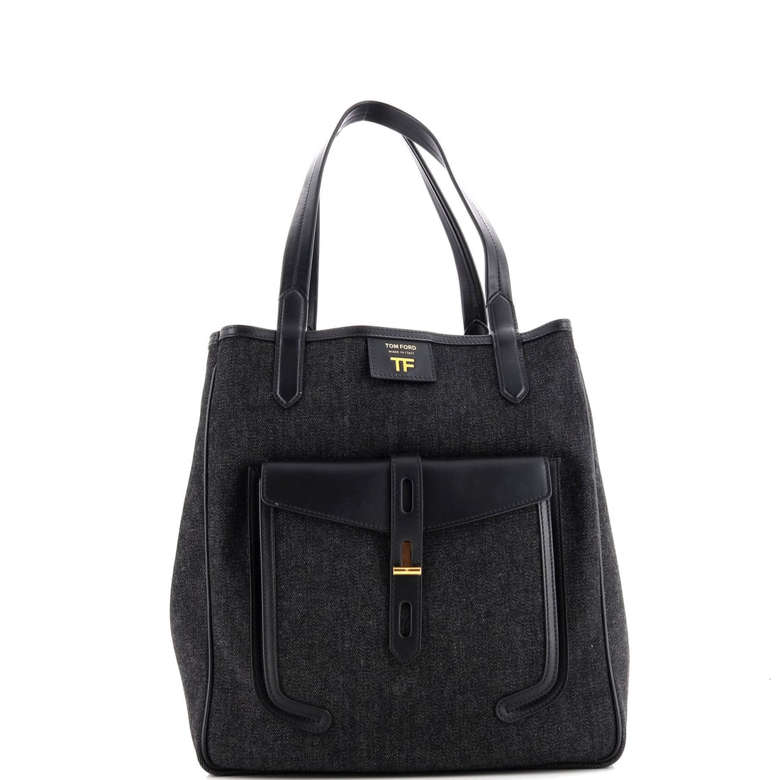 Tom Ford T Twist Tote, Denim with Leather, Large (1 of 6)