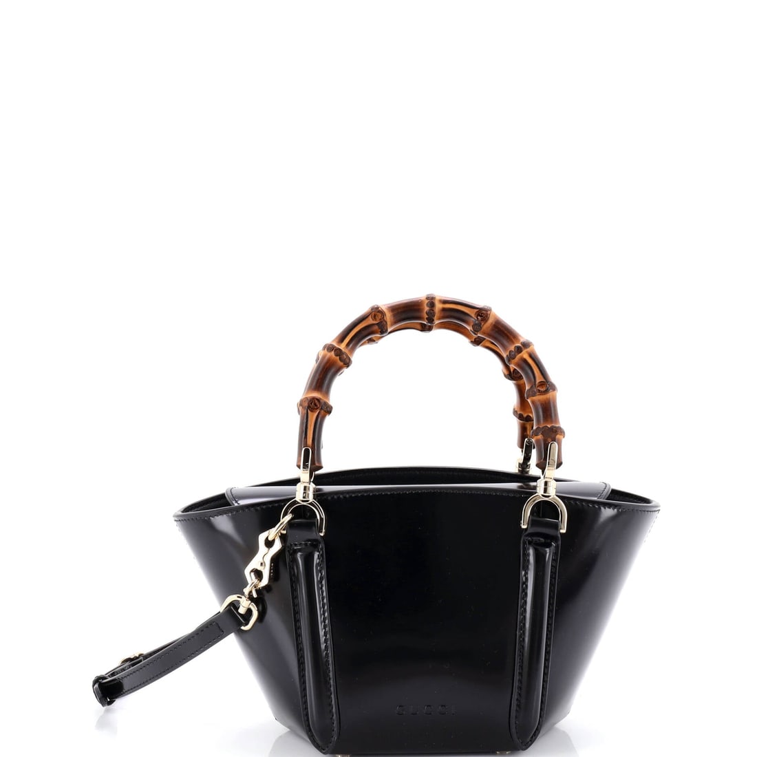 Gucci Bamboo Top Handle Tote, Leather, Mini: Grace, gathered in form, this Gucci Bamboo Top Handle Tote in Leather (Mini) lives between art and adornment. Lives comfortably between long walks, longer conversations, and the kind of quiet that mea