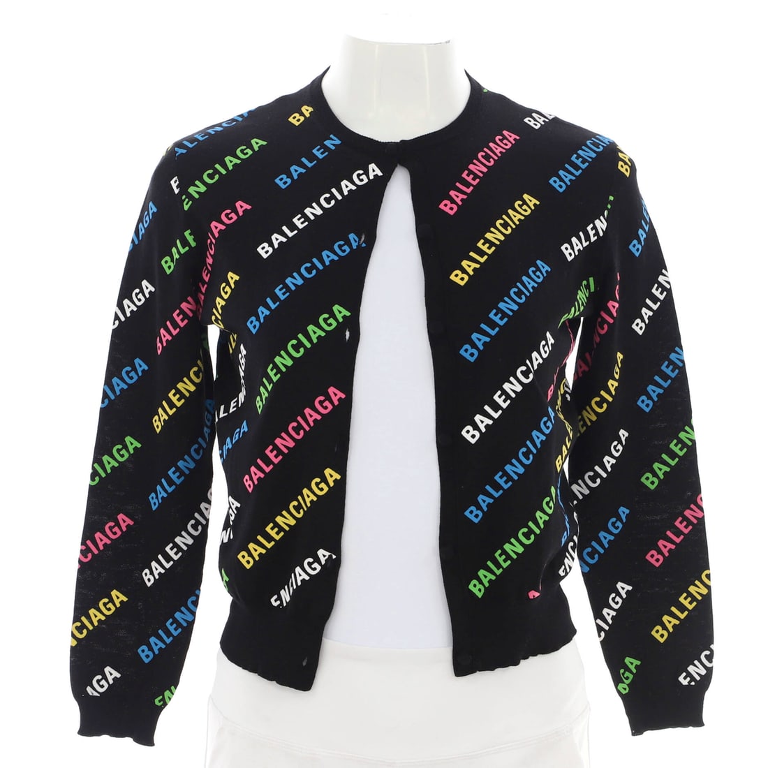 Balenciaga All Over Logo Cardigan, Cotton Blend: An object of mood and moment, the Balenciaga All Over Logo Cardigan in Cotton Blend has the gentleness of an evening turning to night. An accessory that accompanies ambition as gracefully as it does l