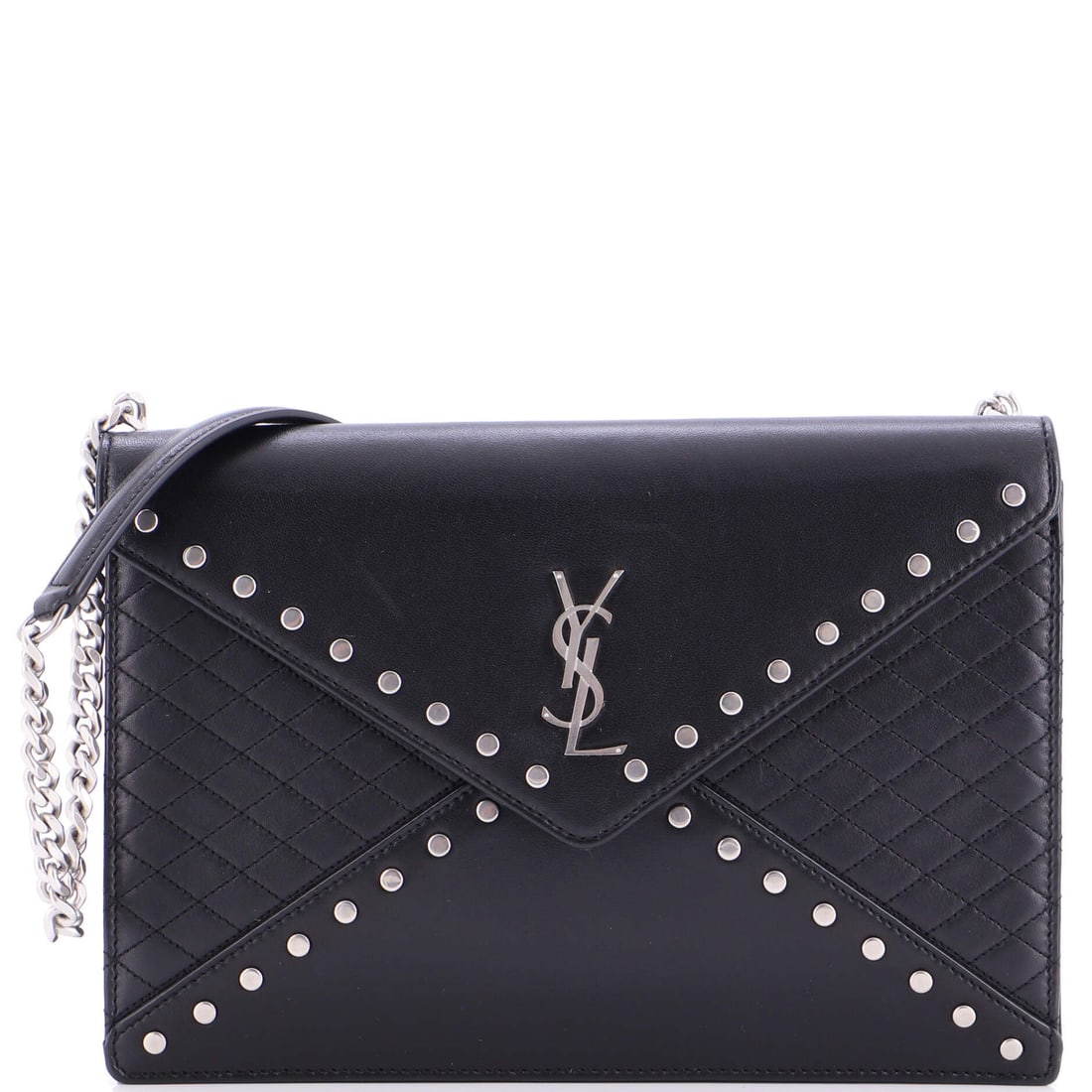 Saint Laurent Gaby Chain Shoulder Bag, Studded Quilted Leather: A creation shaped by atelier memory and masterful hands, the Saint Laurent Gaby Chain Shoulder Bag in Studded Quilted Leather embodies the quiet prestige of true luxury. It travels easily between boar