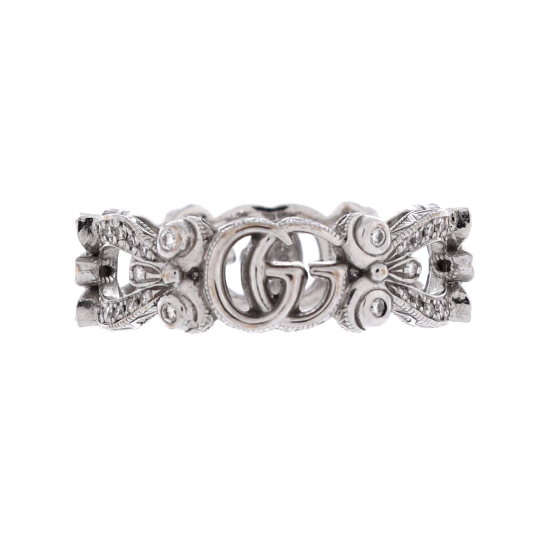 Gucci GG Flora Band Ring, 18K White Gold with Diamonds: A study in poised practicality, this Gucci GG Flora Band Ring in 18K White Gold with Diamonds elevates without effort. Sized for the way you actually move through the day. Quality that pays itself bac