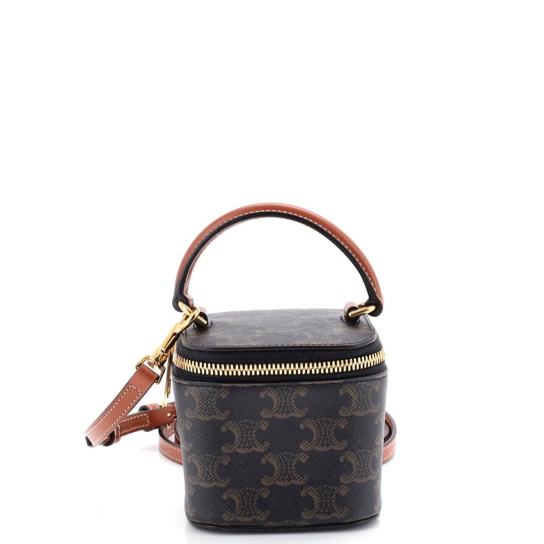Celine Top Handle Square Vanity Case, Triomphe Coated Canvas, Mini: Composed in soft proportions, the Celine Top Handle Square Vanity Case in Triomphe Coated Canvas (Mini) carries a quiet musicality of its own. Perfect for stolen moments, late-night musings, and morni