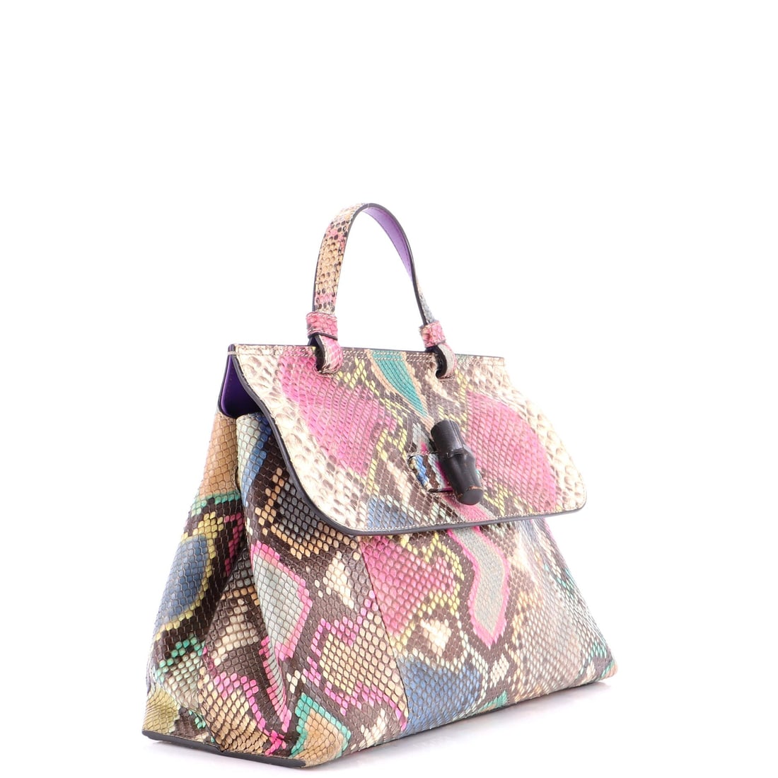 Gucci Bamboo Daily Top Handle Bag, Python, Medium - 2