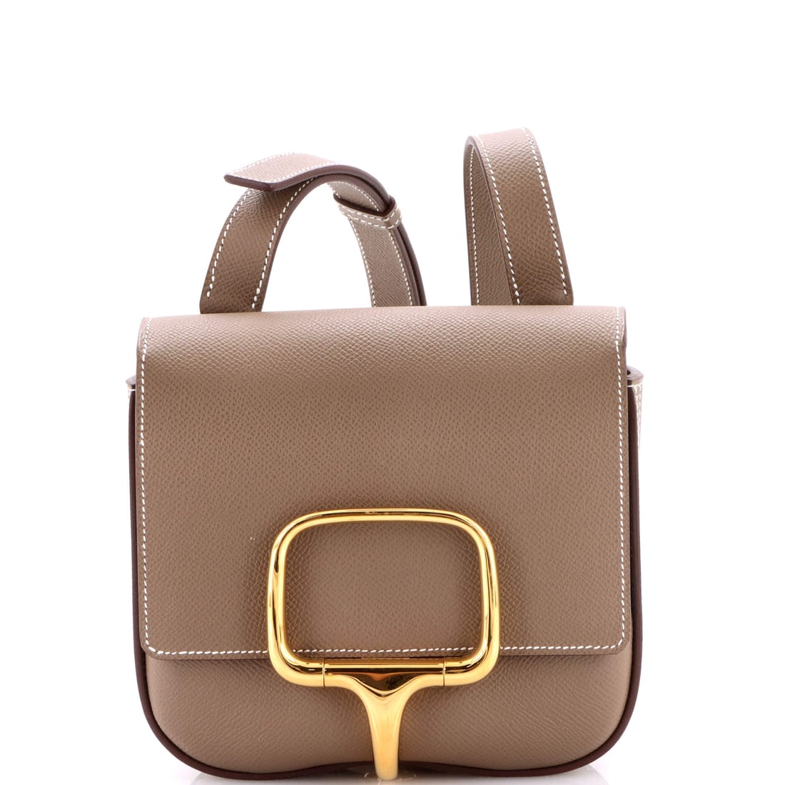 Hermes Della Cavalleria Shoulder Bag Epsom (Mini): The Hermes Della Cavalleria Shoulder Bag in Epsom arrives at a 7 by 7 by 2 inch profile, the proportion the model wears most photogenically. Epsom is the finely embossed, structured calfskin Hermes us