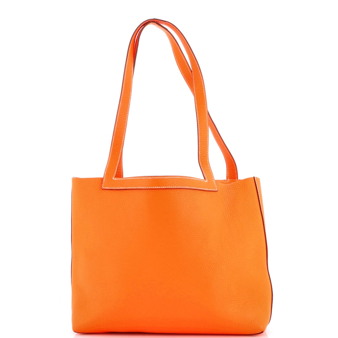 Hermes Cabasellier Tote Clemence (31): The Hermes Cabasellier Tote in Clemence is the model a wardrobe acquires after the obvious classics are already in place. Clemence is Hermes's softer pebbled calfskin, prized for the pillowed slouch i