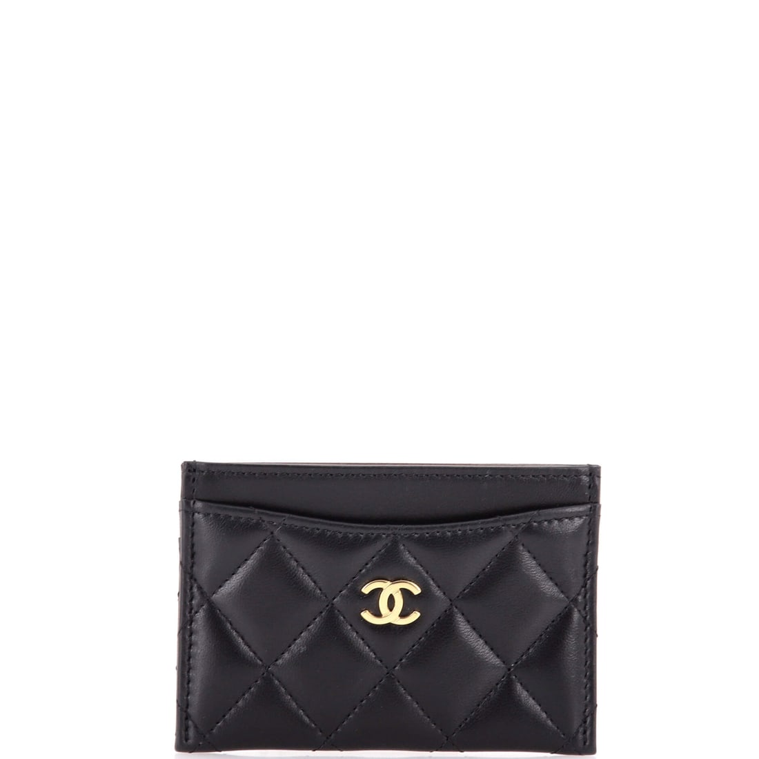 Chanel Classic Card Holder Quilted Lambskin (4.5"W x 3.5"H x 0.5"D): The Chanel Classic Card Holder in black quilted lambskin - lambskin being the softer, more luminous of the two main Chanel leathers - sits at a 4.5 by 3.5 by 0.5 inch profile, slim enough to ride flat
