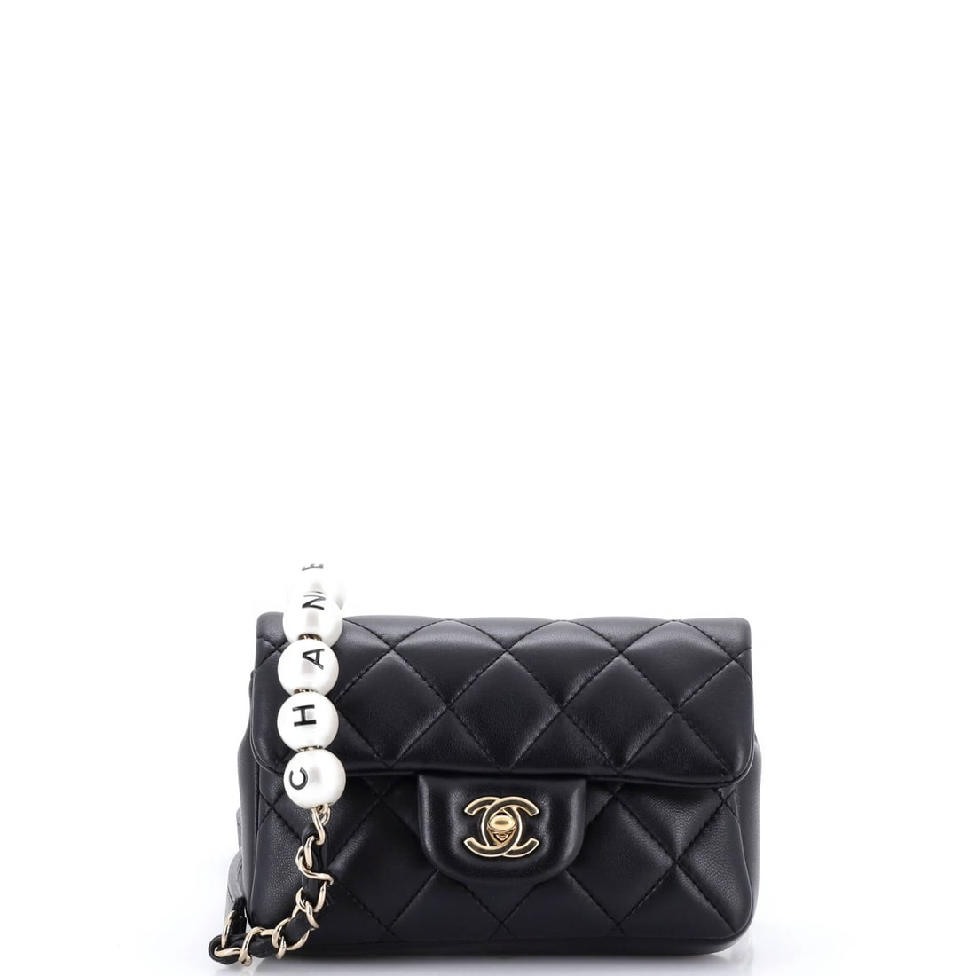 Chanel My Precious Pearls Waist Bag Quilted Lambskin (Mini): The Chanel My Precious Pearls Waist Bag, in Quilted Lambskin, in size Mini, offers the model in one of its more architecturally satisfying scales. Lambskin is the softer, more luminous of Chanel's two