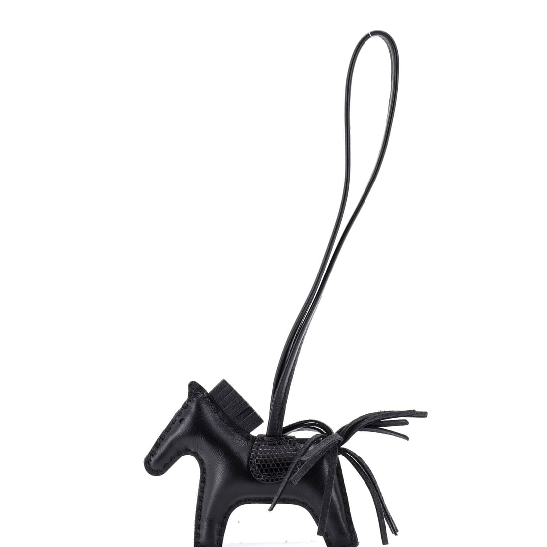 Hermes GriGri Rodeo Touch Bag Charm Leather with Lizard (PM): The Hermes GriGri Rodeo Touch Bag Charm in Leather with Lizard is built at the proportion most photographed in the GriGri Rodeo Touch Bag Charm family - a useful reference point for the collector watc
