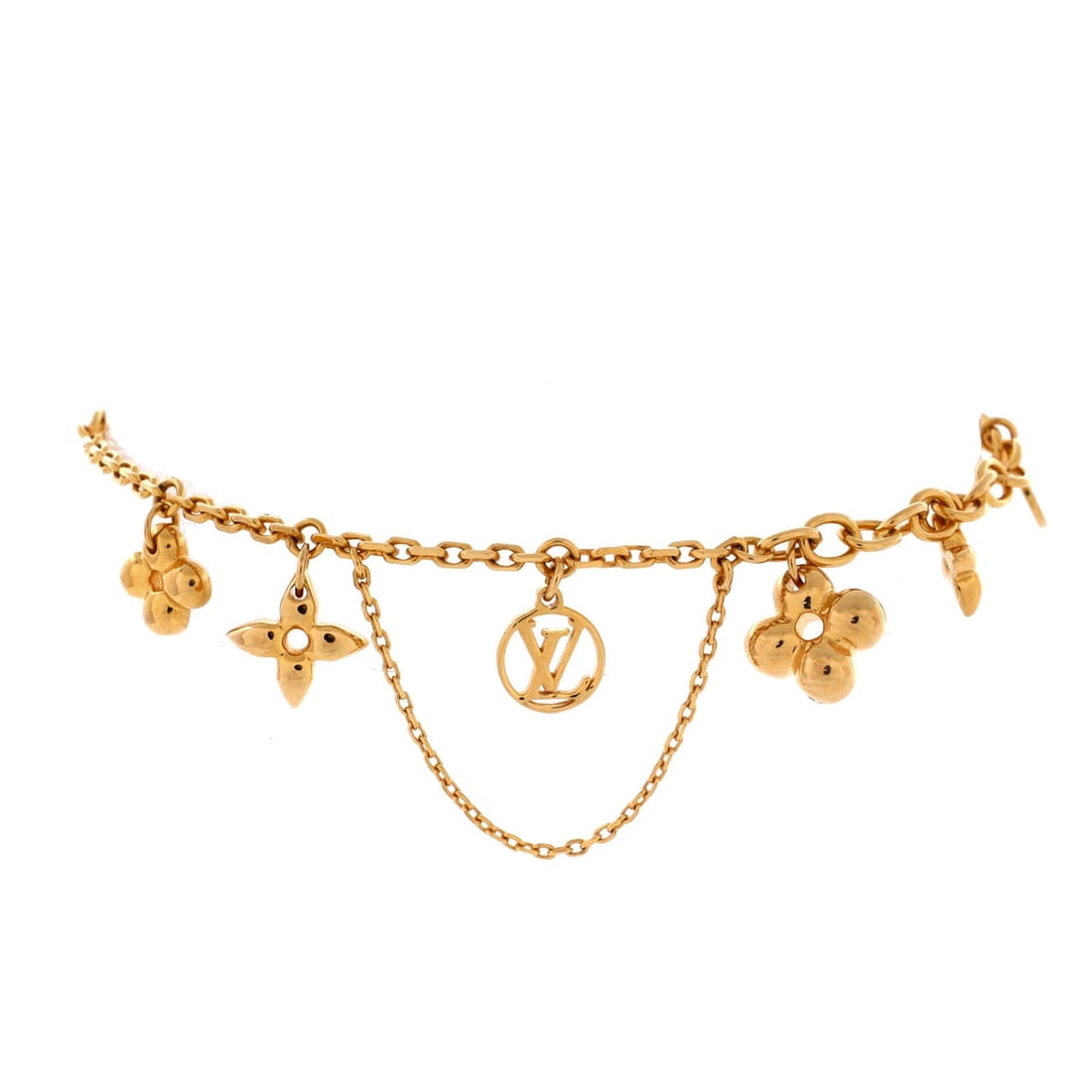 Louis Vuitton Blooming Supple Bracelet Metal (Circumference 7.25 in): The Louis Vuitton Blooming Supple Bracelet in Metal keeps the model's design language intact while holding the model's signature scale at 7.2 inch length. The metalwork sits as cleanly against bare sk