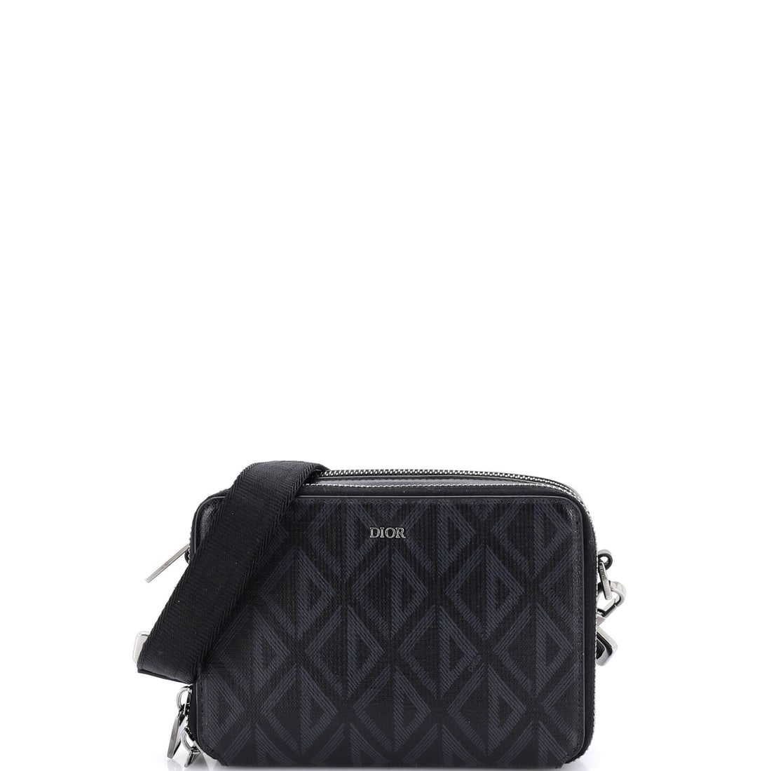 Christian Dior Double Zip Crossbody Pouch CD Diamond Coated Canvas (6.5"W x 5"H x 2"D) (1 of 6)