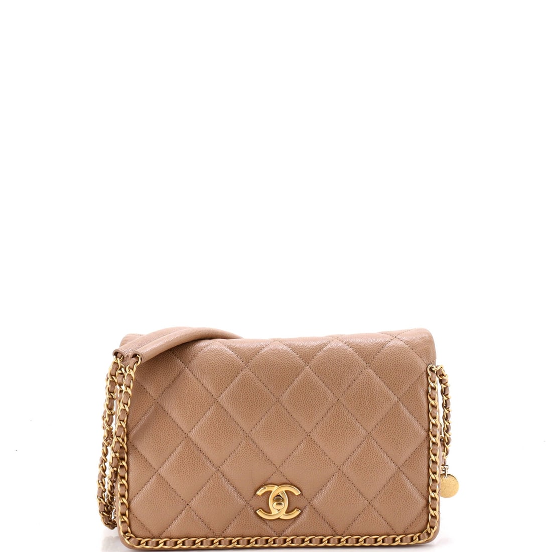Chanel Chain Around Multi Chain Full Flap Bag Quilted Caviar (Medium): The Chanel Chain Around Multi Chain Full Flap Bag in Quilted Caviar, in size Medium sits at the most navigable scale in the family, neat enough for the day and generous enough to hold the daily essent