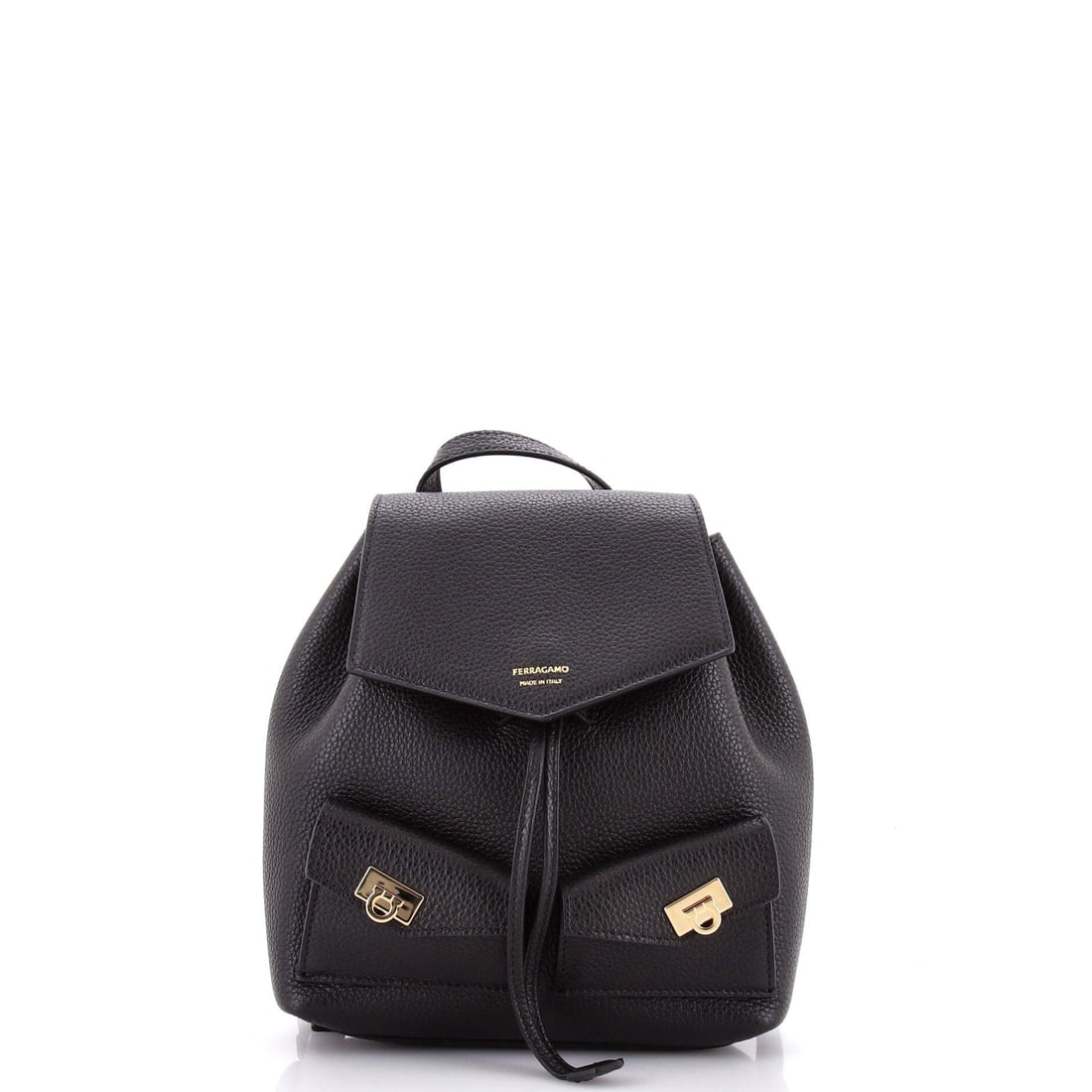 Salvatore Ferragamo Multipocket Drawstring Backpack Leather (Mini): The Salvatore Ferragamo Multipocket Drawstring Backpack in Leather is among the more covetable readings of the model in the current Salvatore Ferragamo library, in size Mini. The leather finish photog