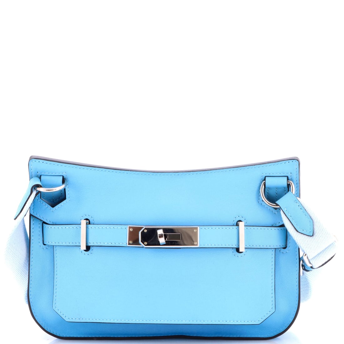 Hermes Verso Jypsiere Bag Swift (Mini): The Hermes Verso Jypsiere Bag in Swift arrives at a 8.5 by 7 by 2.5 inch profile, the proportion the model wears most photogenically. Swift is Hermes's fine, smooth calfskin, light in the hand and the