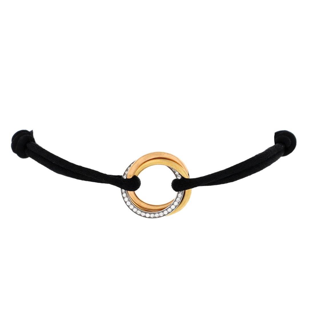 Cartier Trinity On Cord Bracelet Silk Cord with 18K Tricolor Gold and Diamonds (1 of 3)