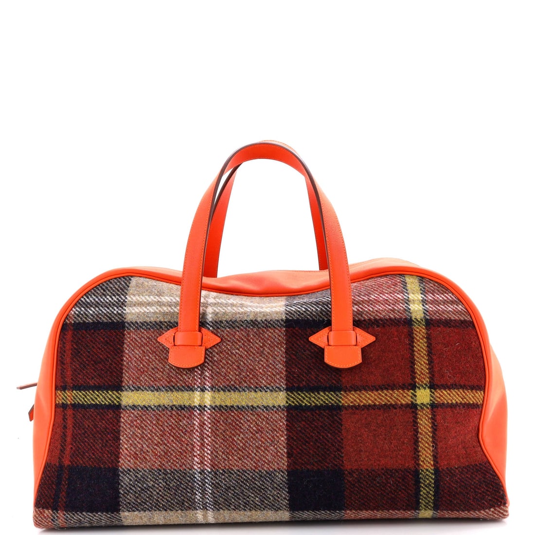 Hermes Galop Duffle Bag Multicolor Wool (50): The Hermes Galop Duffle Bag in Multicolor Wool reads at first glance as architecture rather than accessory, at a 19.5 by 12.5 by 10 inch profile. Multicolor Wool sits in the deliberate register of Her