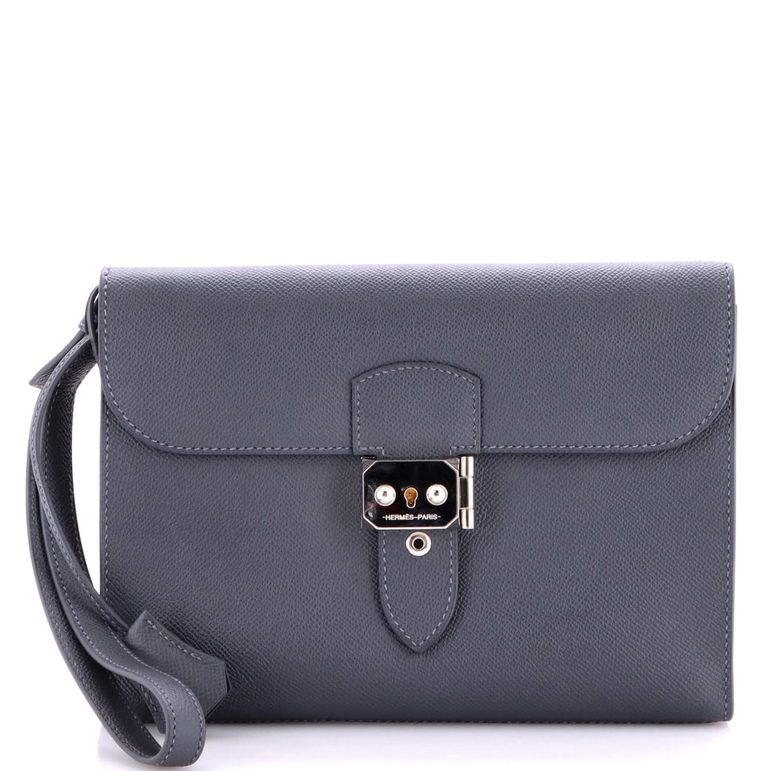 Hermes Sac a Depeches Wristlet Pouch Epsom (24): The Hermes Sac a Depeches Wristlet Pouch in Epsom is the model a wardrobe acquires after the obvious classics are already in place. Epsom is the finely embossed, structured calfskin Hermes uses for pi