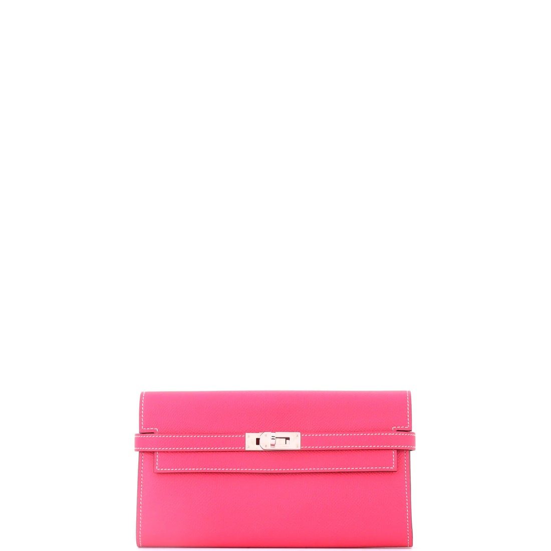 Hermes Kelly Wallet Epsom (Long): The Hermes Kelly Wallet in Epsom, at a 8 by 4 by 1 inch profile carries the house's leather-goods discipline at a smaller register. Epsom is the finely embossed, structured calfskin Hermes uses for pi