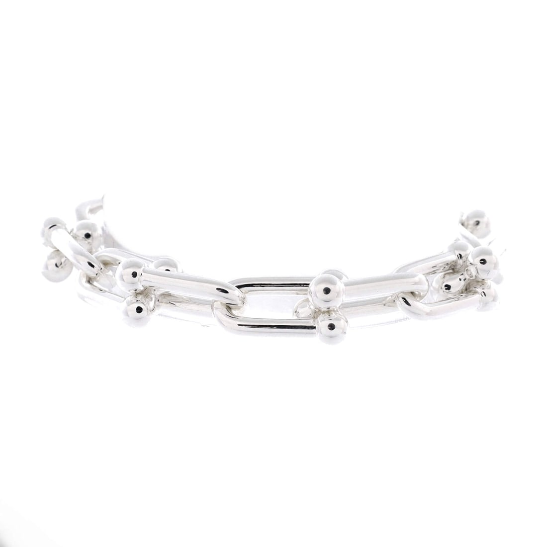 Tiffany & Co. HardWear Link Bracelet Sterling Silver (Large): The Tiffany & Co. HardWear Link Bracelet, presented here in Sterling Silver, at a 6.5 inch length profile, sits comfortably between costume jewelry and statement piece. Sterling Silver is the more dis