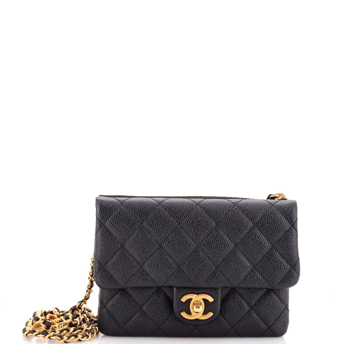 Chanel Pick Me Up Logo Chain Belt Bag Quilted Caviar (7"W x 5"H x 1.5"D) (1 of 6)