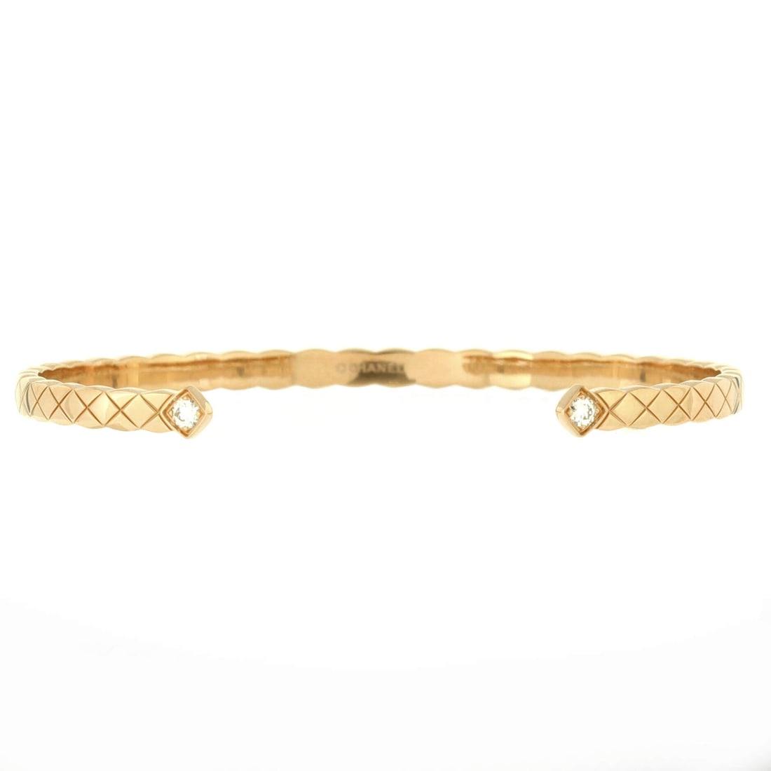 Chanel Coco Crush Cuff Bracelet 18K Beige Gold with Diamonds (Circumference 5.80 in) (1 of 3)
