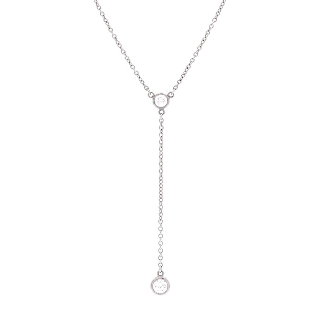 Tiffany & Co. Elsa Peretti Diamonds By The Yard Lariat Necklace Platinum with Diamonds (.19CT) (1 of 4)