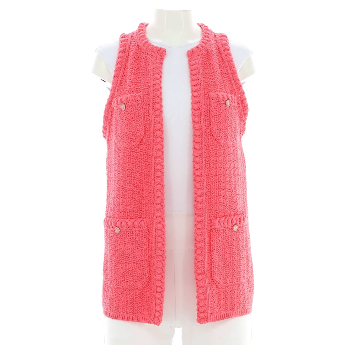 Chanel Women's Four Pocket Vest Cotton Blend (XXXS | IT 34): The Chanel Women's Four Pocket Vest in Cotton Blend in size XXXS | IT 34 sits cleanly within the house's wardrobe vocabulary. The cotton blend construction reads as deliberate without committing to ru