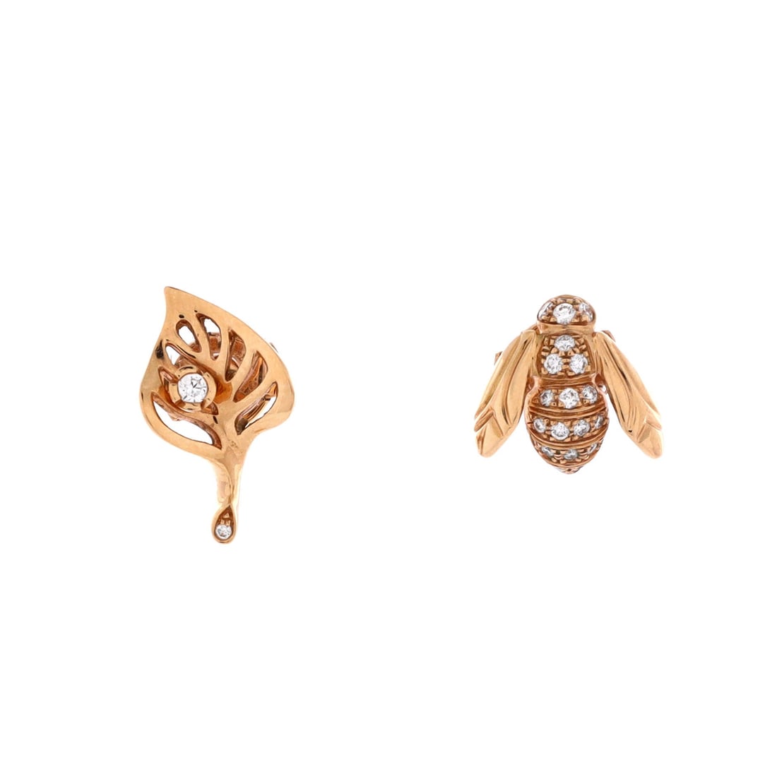 Christian Dior La Rose Dior Pre Catelan Earrings 18K Rose Gold with Diamonds: The Christian Dior La Rose Dior Pre Catelan Earrings carries the 18k rose gold with diamonds treatment across a 0.6 by 0.4 inch profile, decorated to register at evening without raising its volume. 18