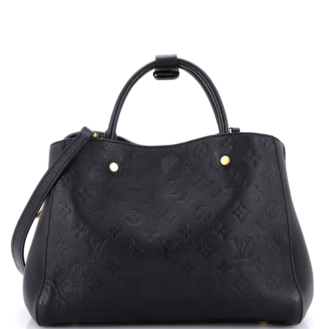 Louis Vuitton Montaigne Handbag Monogram Empreinte Leather (MM): The Louis Vuitton Montaigne Handbag in Monogram Empreinte Leather, in size MM sits at the most navigable scale in the family, neat enough for the day and generous enough to hold the daily essentials w