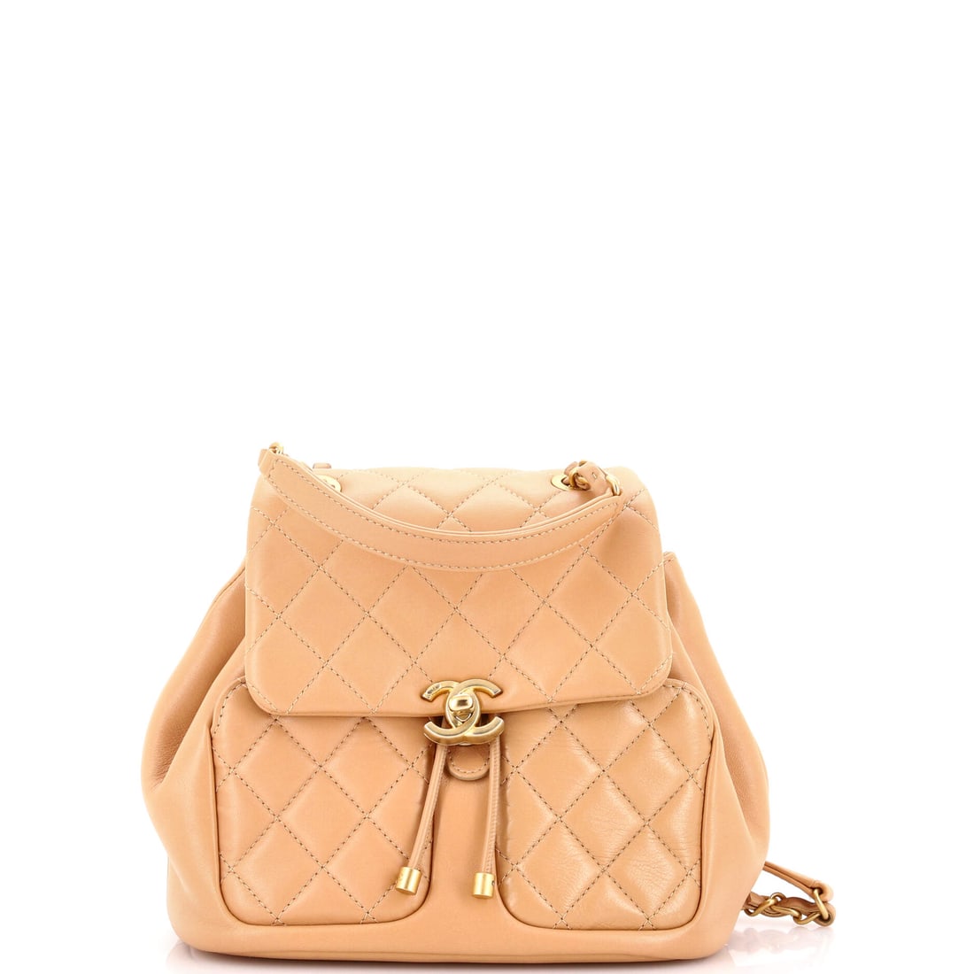 Chanel Daily Friend Backpack Quilted Lambskin (8"W x 7"H x 4.5"D): The Chanel Daily Friend Backpack in Quilted Lambskin is built to outlast the season it enters and the wardrobe it joins. Lambskin is the softer, more luminous of Chanel's two main leathers, prized for