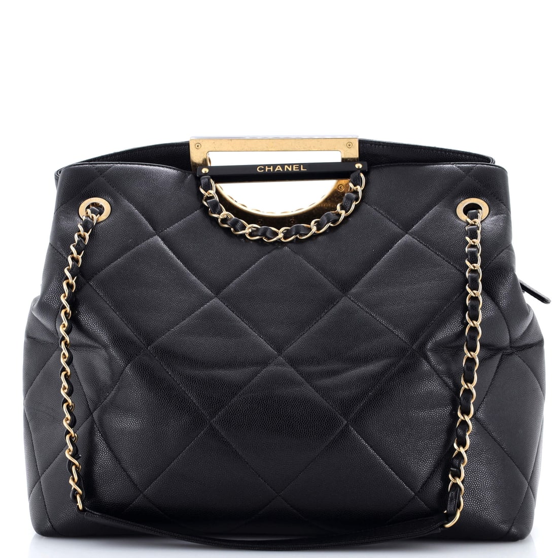Chanel A Real Catch Shopping Bag Quilted Caviar (Large): The Chanel A Real Catch Shopping Bag in Quilted Caviar occupies the part of the Chanel catalogue that wardrobes return to season after season. Caviar is Chanel's pebbled, harder-wearing calfskin, name
