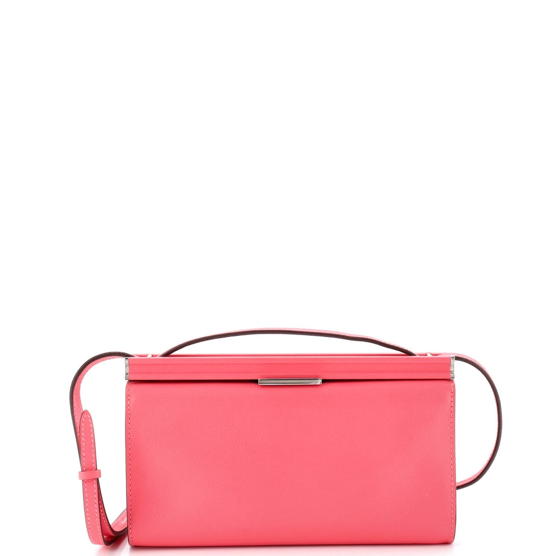 Hermes Clic-H Shoulder Bag Evercolor (21): The Hermes Clic-H Shoulder Bag in Evercolor translates the model's structural language into a evercolor reading, at a 8 by 5 by 2 inch profile. Evercolor is Hermes's matte calfskin, finished to hold d