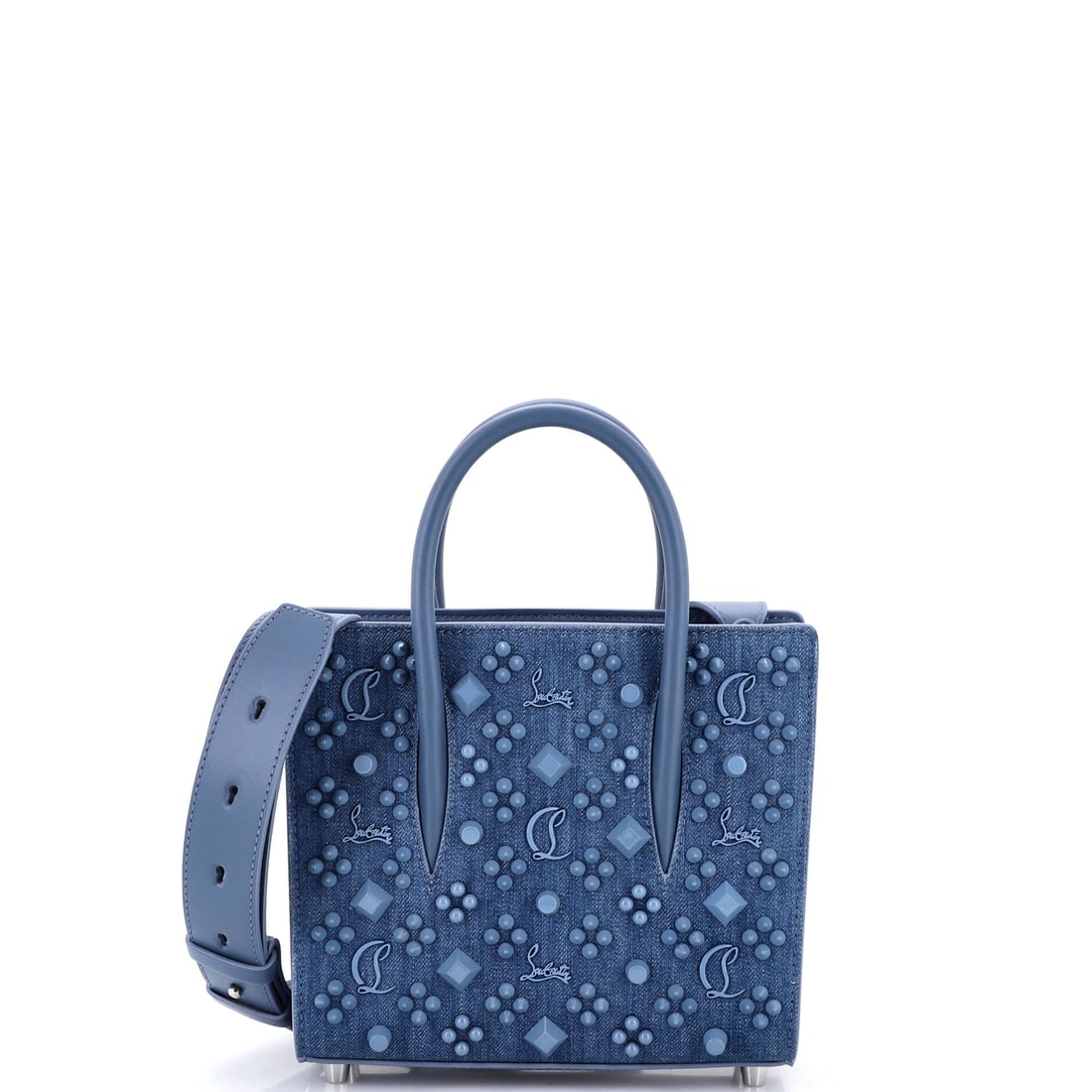 Christian Louboutin Paloma Tote Embellished Denim (Small): The Christian Louboutin Paloma Tote in Embellished Denim is the model a wardrobe acquires after the obvious classics are already in place. Embellished Denim is among the more deliberate reads in the C