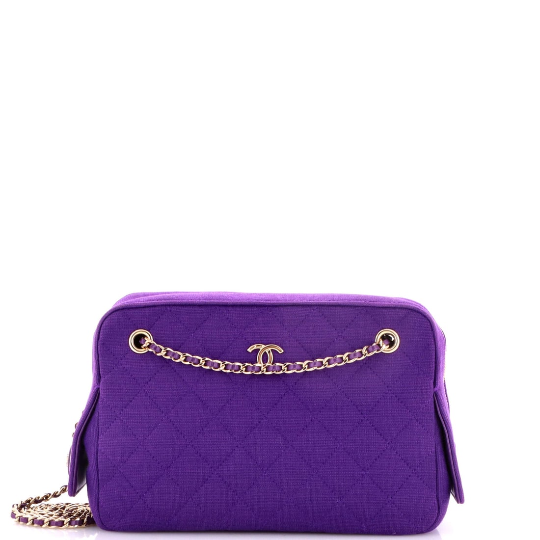 Chanel Camera Case Bag Quilted Jersey (Small): The Chanel Camera Case Bag in Quilted Jersey carries the model's house-signature hardware into a quilted jersey reading. Quilted Jersey is among the more deliberate reads in the Chanel leather catalog