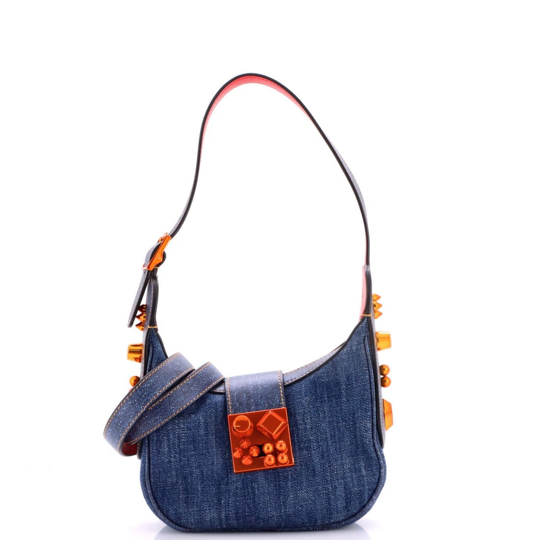 Christian Louboutin Carasky Hobo Denim (Mini): The Christian Louboutin Carasky Hobo in Denim occupies the more practical end of the Christian Louboutin bag library, sized for the everyday and finished for the front row. Denim sits in the deliberat
