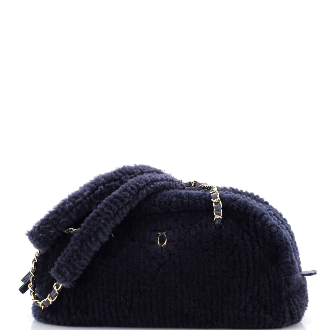 Chanel Coco Neige Chain Bowling Bag Quilted Shearling (Large): The Chanel Coco Neige Chain Bowling Bag in Quilted Shearling is among the more covetable readings of the model in the current Chanel library, in size Large. The quilted shearling finish photographs ev