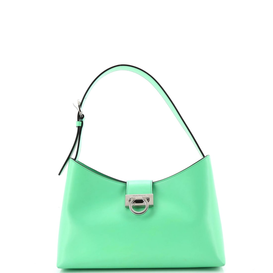 Salvatore Ferragamo Trifolio Shoulder Bag Leather (East West): The Salvatore Ferragamo Trifolio Shoulder Bag in Leather reads with the calm authority the model has earned through repetition, at a 12 by 7 by 2.5 inch profile. Few materials in the Salvatore Ferraga