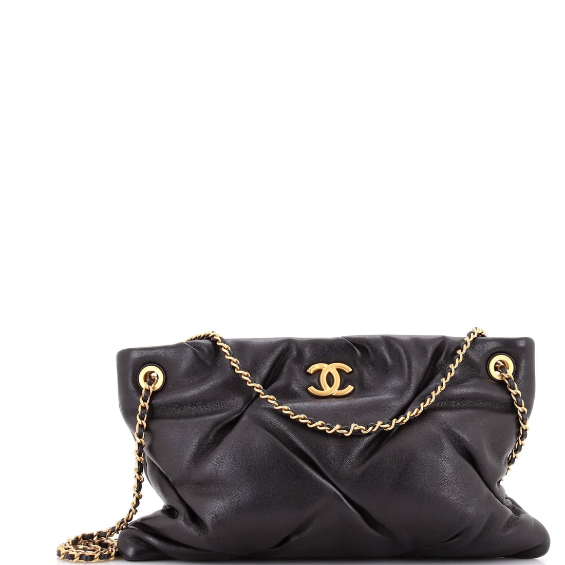 Chanel CC Chain Ruched Shoulder Bag Quilted Lambskin (Large) (1 of 6)