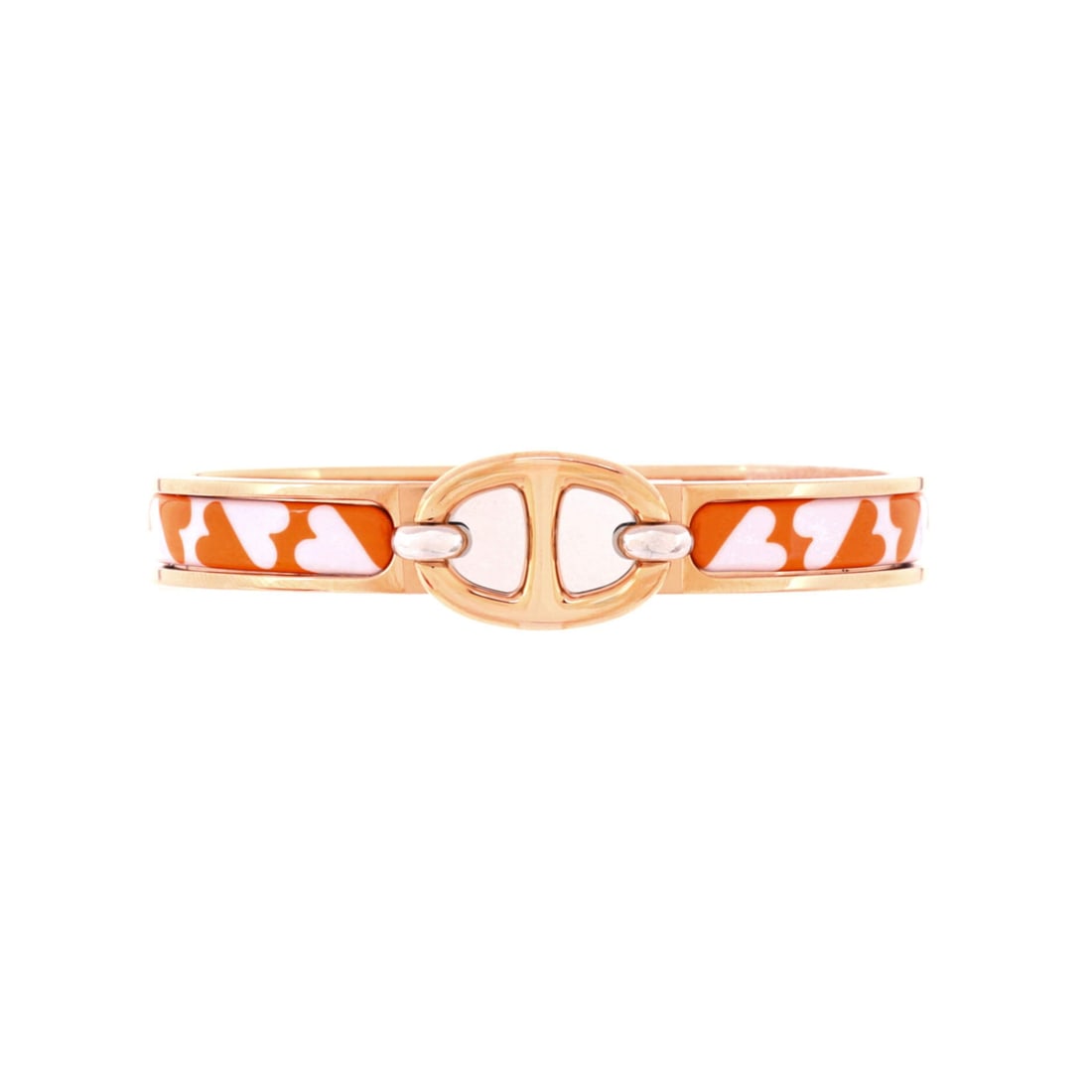 Hermes Mini Clic Chaine d'Ancre Bracelet Metal and Printed Enamel (Circumference 6.25 in): The Hermes Mini Clic Chaine d'Ancre Bracelet in Metal and Printed Enamel is one of the cleaner expressions of the Hermes fine-jewelry vocabulary, at a 6.2 inch length profile. Metal and Printed Enamel