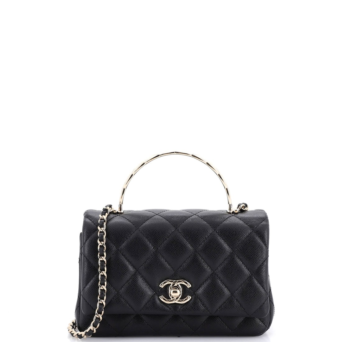 Chanel Coco Crush Top Handle Bag Quilted Caviar (Mini): The Chanel Coco Crush Top Handle Bag in Quilted Caviar is built to outlast the season it enters and the wardrobe it joins, in size Mini. Caviar is Chanel's pebbled, harder-wearing calfskin, named for 