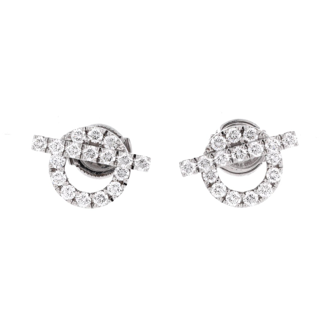 Hermes Finesse Stud Earrings 18K White Gold and Diamonds (10.20 mm H x 14.85 mm W): The Hermes Finesse Stud Earrings in 18K White Gold and Diamonds offers the Hermes signature at a scale built for daily wear and steady rotation. The 18k white gold and diamonds surface holds light ste