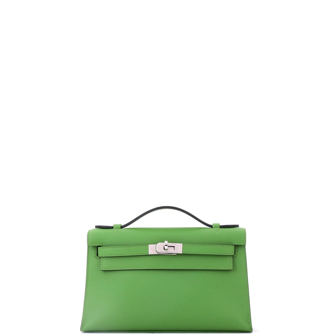 Hermes Kelly Pochette Swift (8"W x 5.5"H x 2.5"D): Rendered in Swift, the Hermes Kelly Pochette arrives at a 8 by 5.5 by 2.5 inch profile with the model's signature line intact. Swift is Hermes's fine, smooth calfskin, light in the hand and the varian