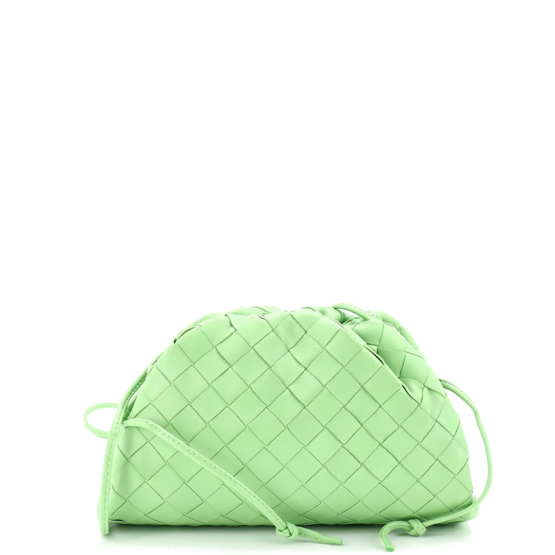 Bottega Veneta The Pouch Intrecciato Nappa (Mini): The Bottega Veneta The Pouch, here in Intrecciato Nappa, in size Mini, holds its shape against use rather than softening to it. The intrecciato nappa hand falls between the softer slouch of the house'